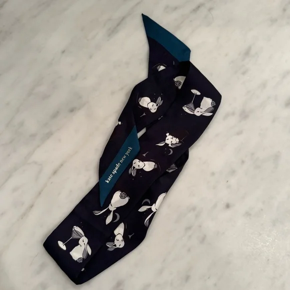 Kate Spade Navy Floral Scarf Twilly new w/out tags. Bunnies! One of a kind!!! - Picture 3 of 5